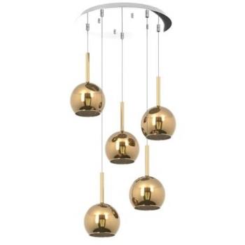 Lampadario Luminoso Metallo Cromo Vetro Oro 5E27