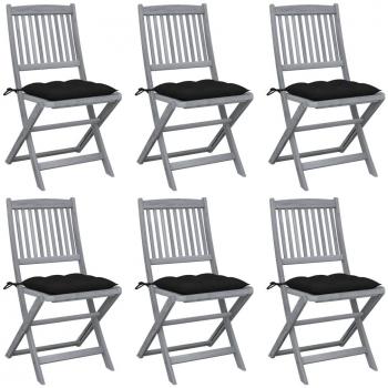Cadeiras de Jardim Dobráveis VidaXL + Almofadas em Acácia (Pacote 6)
