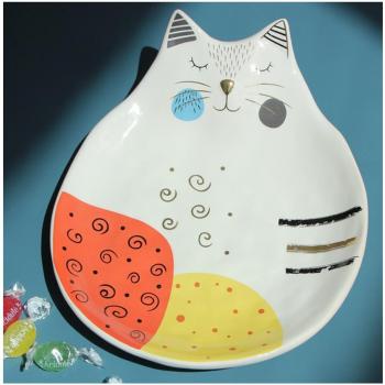 Katten Motief Opbergkom Keramiek Wit Multikleur 25x21x7 cm