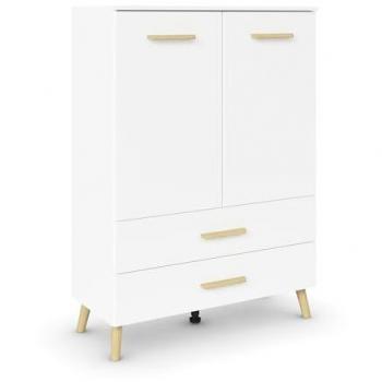 Hochkommode RAUCH Skandi by Aditio, mit Massivholzgriffen, 2 Softclose-Schubladen