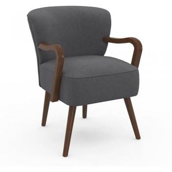 Sedia Stile Vintage Lucien, Colore Grigio Antracite, Gambe di Legno