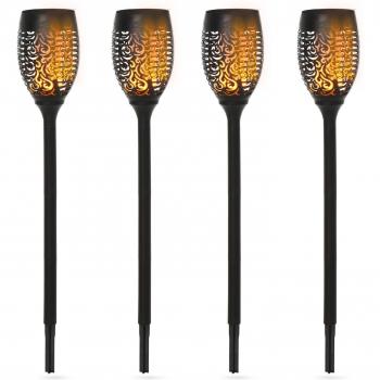 Outsunny 4er-Set Solar-Gartenleuchten, IP44, wasserfest, 6-8h Leuchtdauer, Schwarz, Ø12xH72cm
