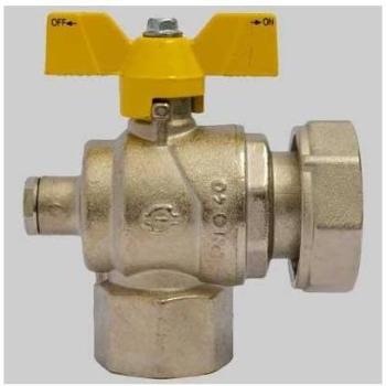 Valvola Gas Sfera F/F Angolo Presa Pressione Dado Girevole Farfalla Alluminio 1 x 1¼G