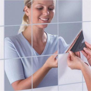 DIY Silver Mirror Square Wall Stickers