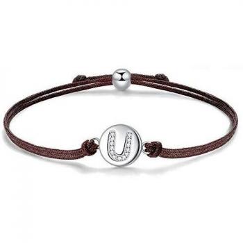 Corda Argento 925 – Braccialetto Lettera “U” Intrecciato e Regolabile