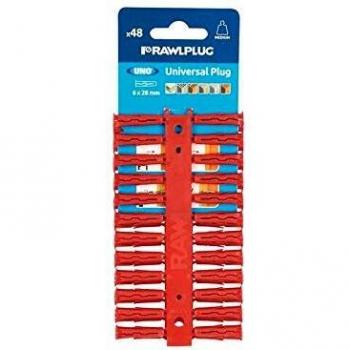 Rawlplug Red Plastic Wall Plugs 6mm Card Of 48