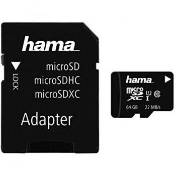 Hama Class 10 microSDXC 64GB Speicherkarte inkl. Adapter (UHS-I) für Foto