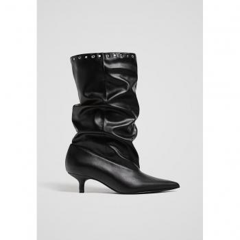 Stradivarius Stivali Nero Slouchy con Spigoli 35
