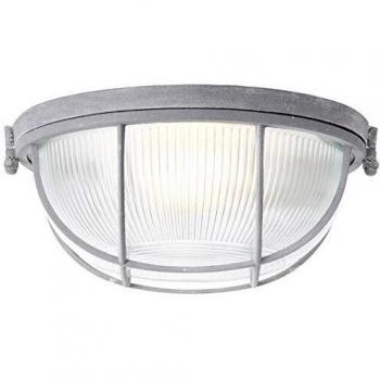 Lauren 94481/70 – Plafón de techo gris acero con cristal y luz E27 40W