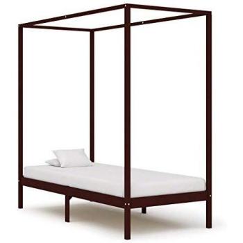 Sonata Canopy Bed Frame with Canopy, Dark Brown, Solid Wood, 90x200 cm