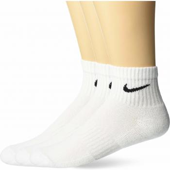Nike Three Pack Quarter Socks Mens Unisex White/Black Size S