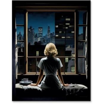 Rear View: Watching Neighbours at Night Art Frame