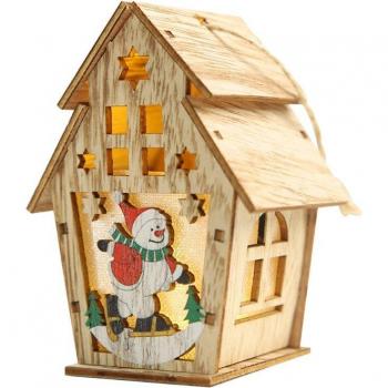 LED Light-Up Wooden Christmas House Decor