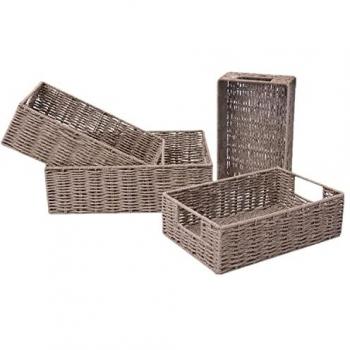 Mélange Métal-Papier – Lot de 4 paniers empilables – Taupe