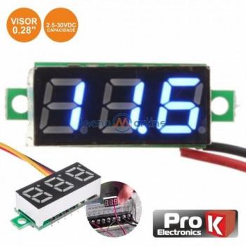Indicador de Tensão Digital LED Azul 2.5V-30VDC