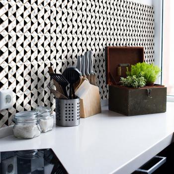 Set de 9 Stickers Carrelage Marbre Noir et Blanc