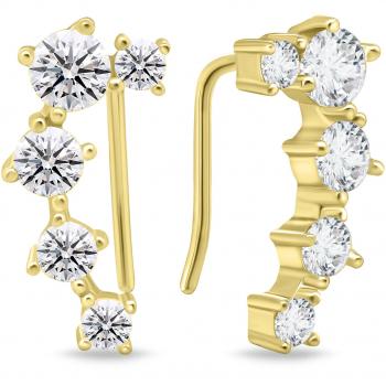 Brilio Long Silver Gold‑Plated Earrings with Zircons EA468Y