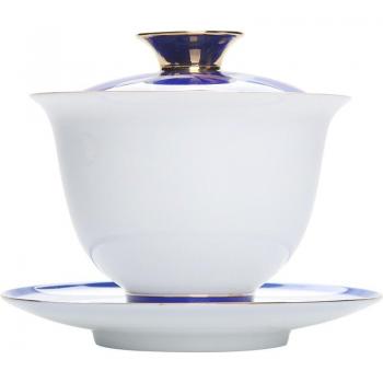 Große Gaiwan Cha Tasse aus handgemaltem Porzellan