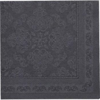 50 Servietten ROYAL Collection 1/4-Falz 40 cm x 40 cm schwarz Arabesque