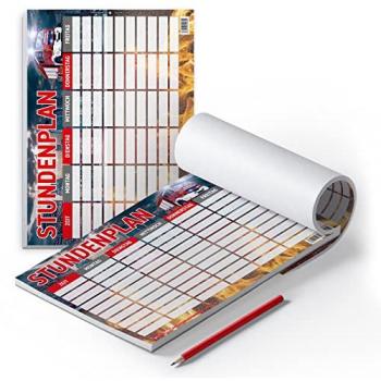 Feuerwehr Motiv Stundenplan Block 25 Blatt DIN A4