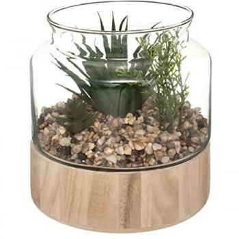 Terrario di vetro con vegetazione artificiale