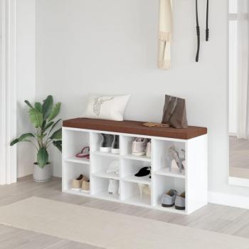 Banco zapatero blanco brillo 103x30x48 cm madera contrachapada