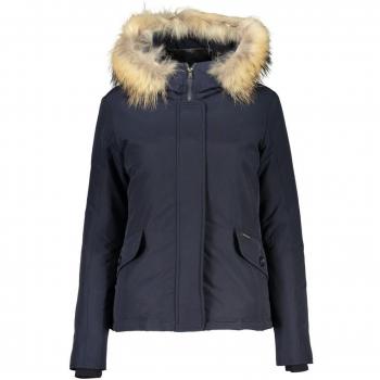 Woolrich Blauw Katoenen Buitenjas met Capuchon