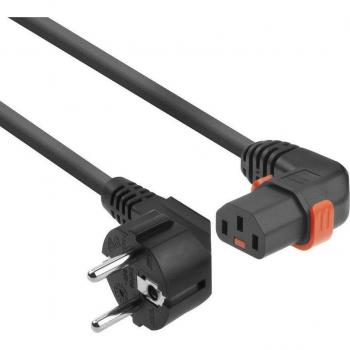ACT CEE 7/7 male haaks naar C13 IEC Lock netsnoer 2 meter zwart
