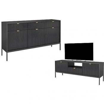 Credenza con Mobile TV Nero “Design Contemporaneo” – VENTE-UNIQUE