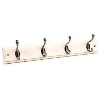 Satin Nickel Coat Hook Board with Cream Finish