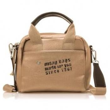 Bolso casual Nura rosa con detalles en cuero