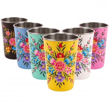 6pc Multicolour Pansy Picnic Tumbler Set