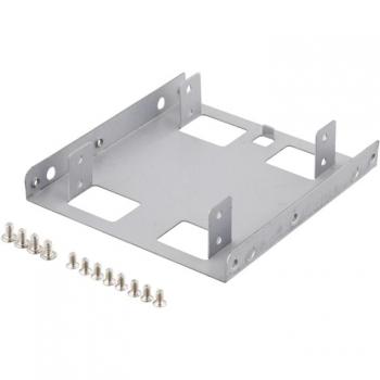 DELTACO Telaio di montaggio per HDD 2x2.5 a 3.5, argento