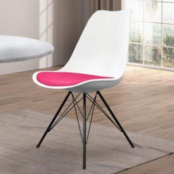 Soho Bright Pink Plastic Dining Chair with Black Metal Legs