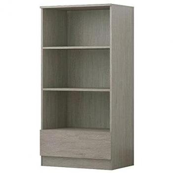 Rustic Oak 3-Tier Bookcase with Storage Drawer, 120cm Tall