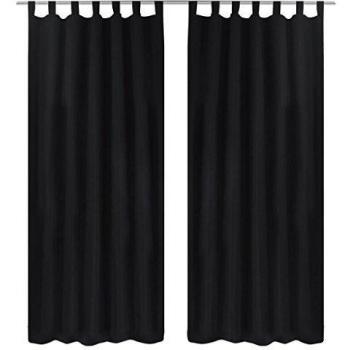 Black Micro-Satin Curtain Set 140 x 225 cm