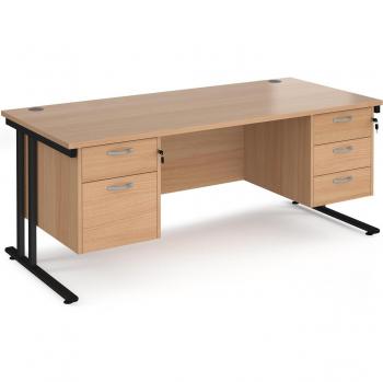 Maestro 25 Straight Desk 1800mm x 800mm with 2 Drawer Pedestal