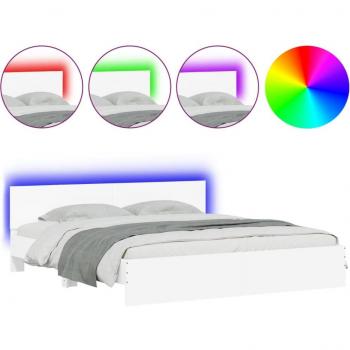 Lumière Nuit – Cadre de lit 200x200 avec tête et LED blanche