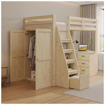Minkurow 9020cm High Bed con Cajones y Escalón Seguro