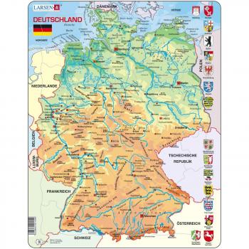 Larsen K40 Deutschland Physische Karte, Deutsch Ausgabe, Rahmenpuzzle mit 50 Teilen