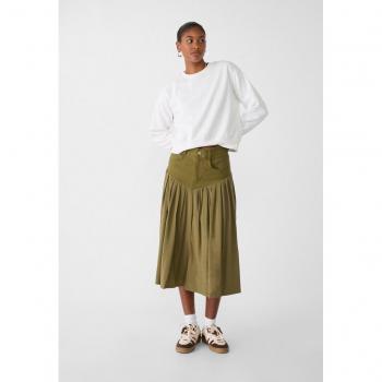 Gonna Svasata Midi Stradivarius Kaki L