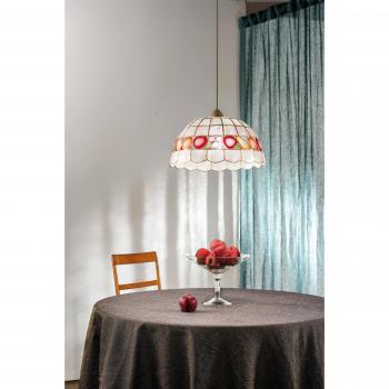 Lampadario a Sospensione Neoclassico Aragona in Vetro Madreperla Tiffany E27 120x40x21