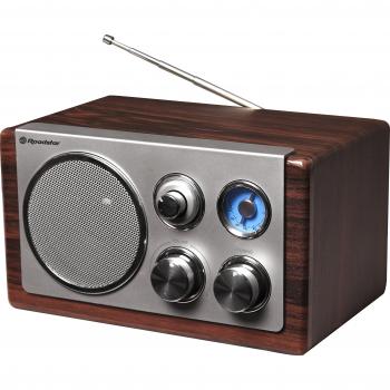 Roadstar HRA-1245 Retro-Radio mit UKW und MW Tuner (Teleskop-Antenne, Batteriebetrieb möglich), braun / silber