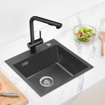 Edelstahl-Spülbecken 74 cm × 44 cm – Einzelbecken inkl. Überlauf, Siphon und Ablagerückflussgarnitur