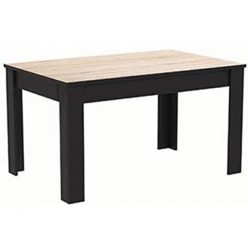 Pegane – Table en bois chêne brossé noir mat (138,4 x 77,1 x 90 cm)