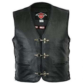 Chaleco Motero Con Anzuelo Trenzado Negro M