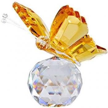 H&D Crystal Butterfly Table Ornament with Glass Ball Base