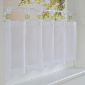 Kutti Scheibengardine Weiß mit Acrylglas-Dekor