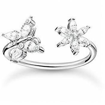 THOMAS SABO Women's Butterfly & Flower Ring in Silver