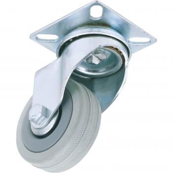 Draper 75mm Diameter Swivel Plate Fixing Rubber Wheeled Castor with a Safe Working Load of 70Kg, Product Code: 65473